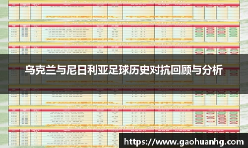 乌克兰与尼日利亚足球历史对抗回顾与分析